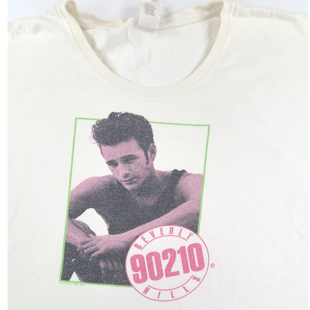 Gildan Beverly Hills 90210 Luke Perry 2017 CBS T Shirt Womens 2XL Cream Crewneck